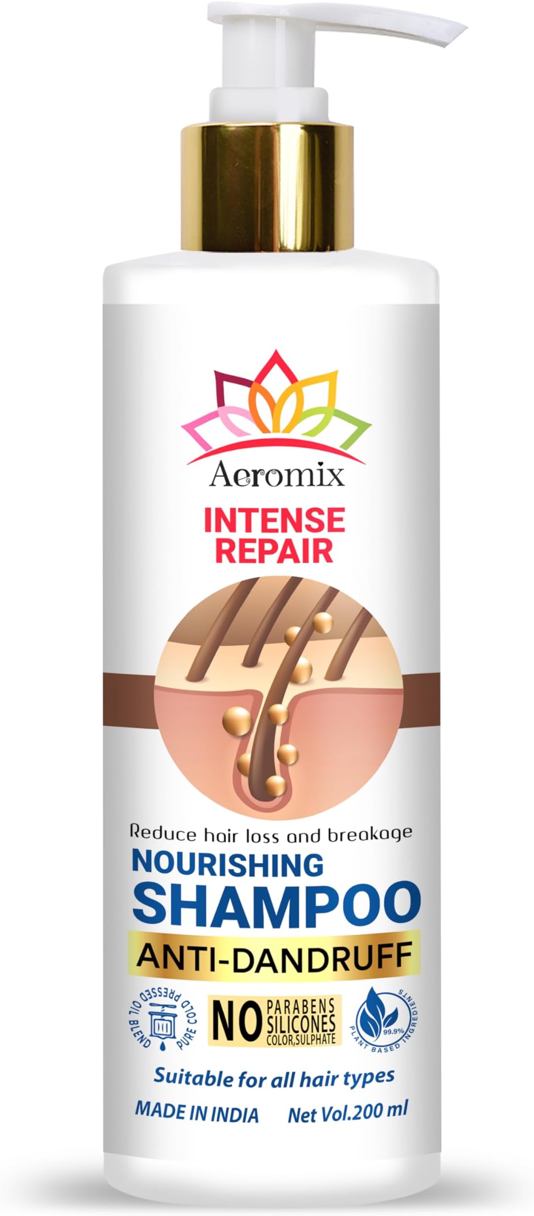 INTENSE REPAIR Reduce hair loss and breakage NOURISHING SHAMPOO ANTI-DANDRUFF Hair Growth Shampoo For All Hair Types - 200 ML