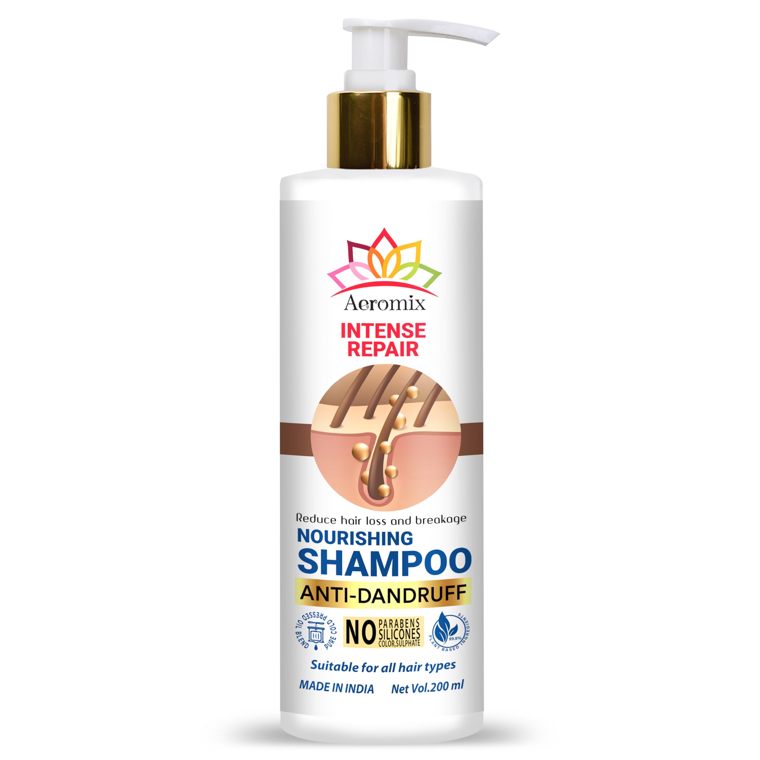 Aeromix INTENSE REPAIR Reduce hair loss and breakage NOURISHING SHAMPOO ANTI-DANDRUFF Hair Growth Shampoo For All Hair Types - 200 ML