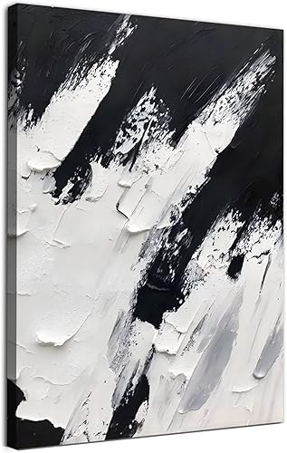 Lienzo abstracto gris y blanco para pared, póster de pincelada, textura moderna, pintura abstracta en blanco y negro, arte de pared con textura