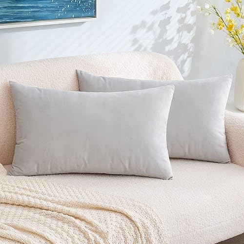 Miniatura 152 de EMEMA Paquete de 2 fundas de almohada de terciopelo, decorativas, cuadradas, suaves, sólidas, para sofá, dormitorio, silla o automóvil, 18 x 18 Gris
