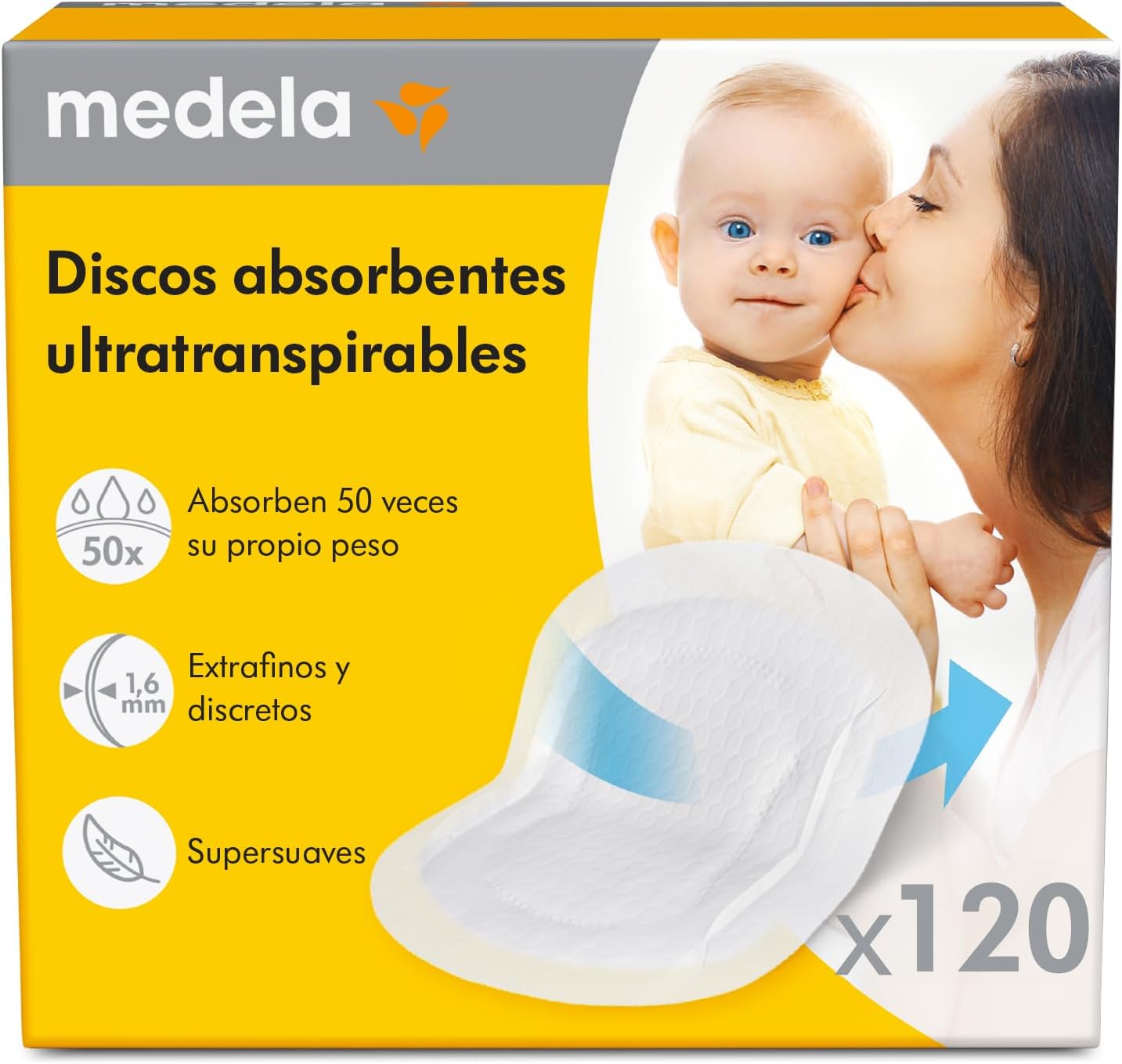 Discos absorbentes de lactancia Medela, paquete de 120