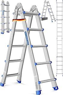 MASKO® scala in alluminio rampa multiuso 5,10m 4x5 pioli Struttura telescopica ✓ multifunzione ✓ scala pieghevole ✓ Sistema di accesso estensibile ✓ di prolunga ✓ telescopico da salita
