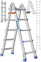 MASKO Aluminium 6in1 Mehrzweckleiter (20 Sprossen, 520 cm, 150 kg) Mehrzweckleiter