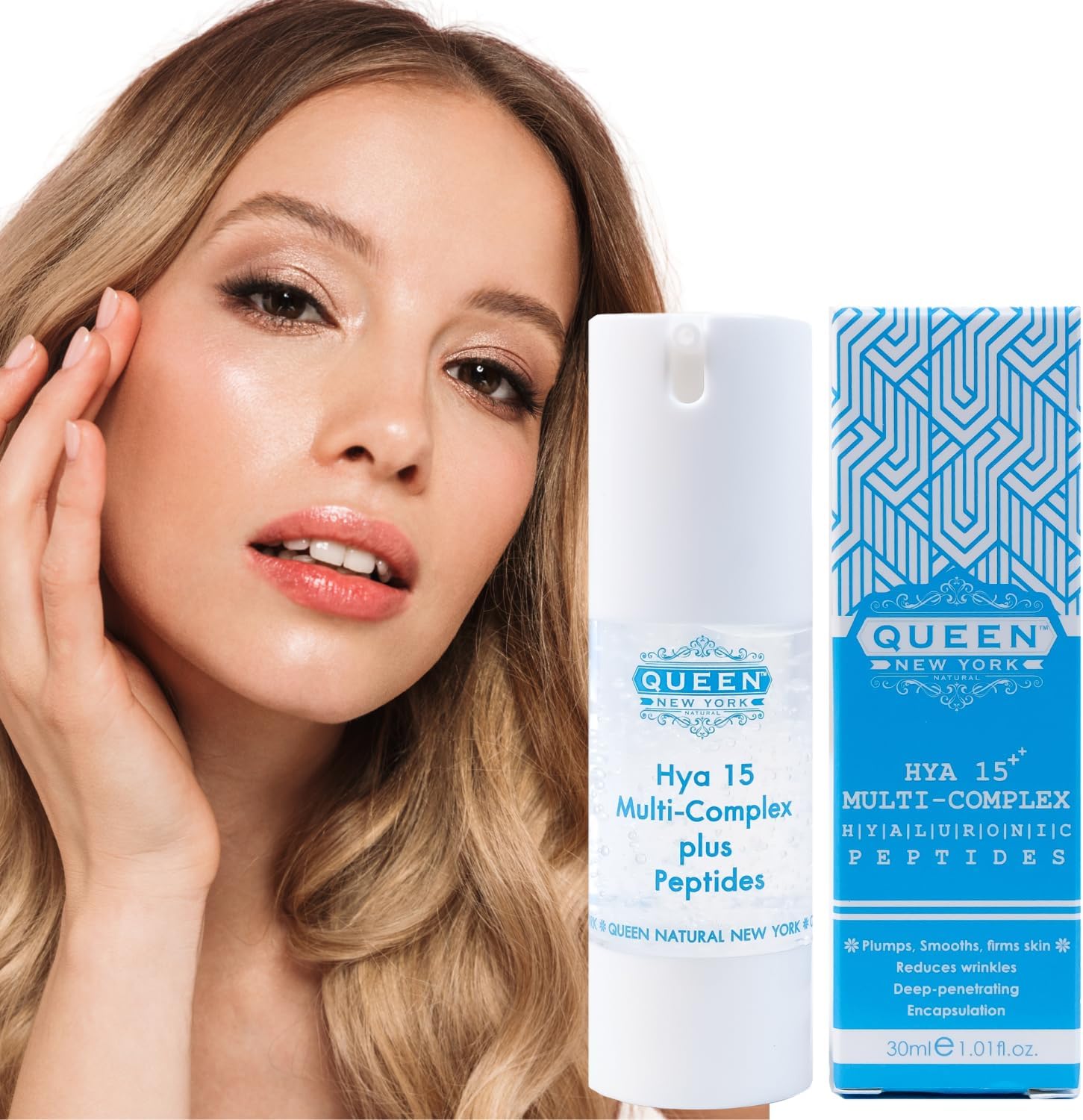 QUEEN HYA 15 Multi-Complex with Rejuline-Patented Korean peptide|Multi Peptide Serum for Face, Korean AntiAging Facial Serum & Peptide Moisturizer for hydrated, smooth, radiant-looking skin, 1.01fl oz