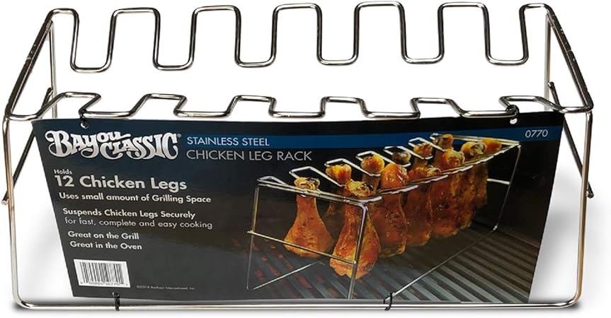 Bayou Classic 0770 Stainless Chicken Leg Rack Holds 12 Chicken