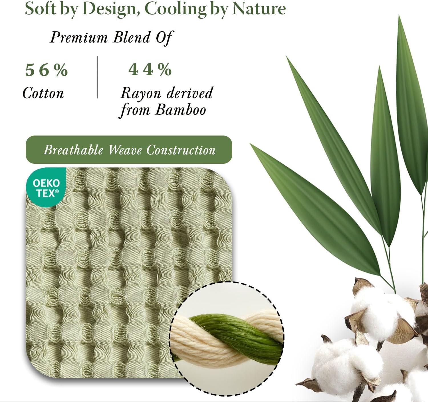 Threadmill Cooling Waffle Blanket King Size | Breathable, Lightweight and Cooling | Made from Rayon Derived from Bamboo | Waffle Throw Blanket for Couch and Sofa | 106 x 92 Inches | Sage Green