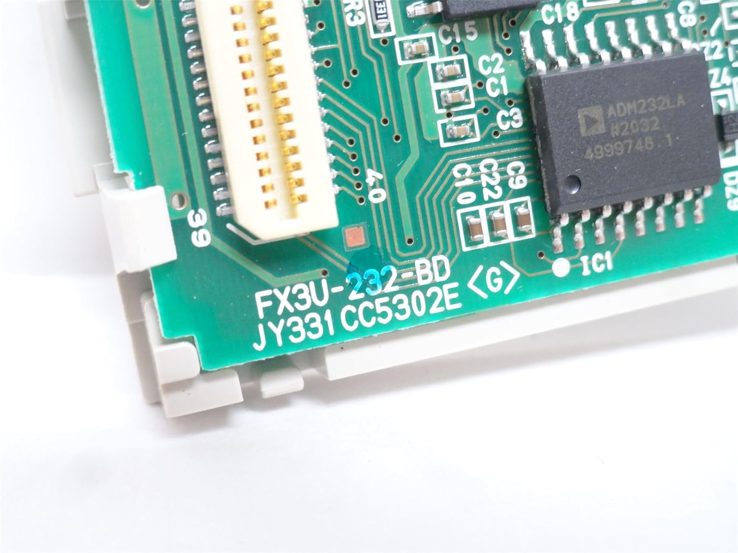 Detailed view of Mitsubishi FX3U-232-BD circuit board