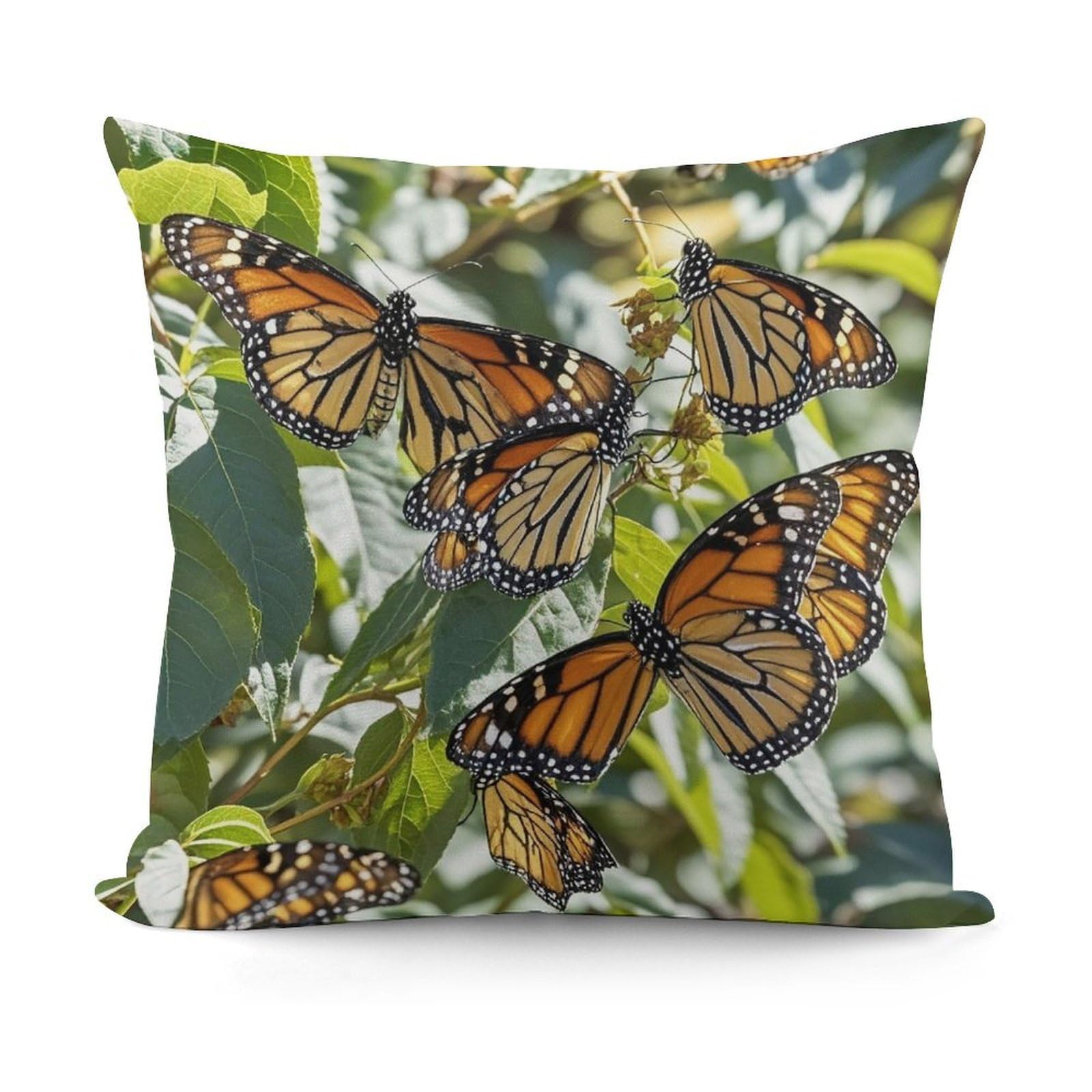 FekiLoot Monarch Butterflies Throw Pillow Cover Soft Decorative Pillow Cover Modern Square Cushion Cover Cozy Cushion Case Farmhouse Home Decor for Sofa Couch Living Room 18 X 18 Inch