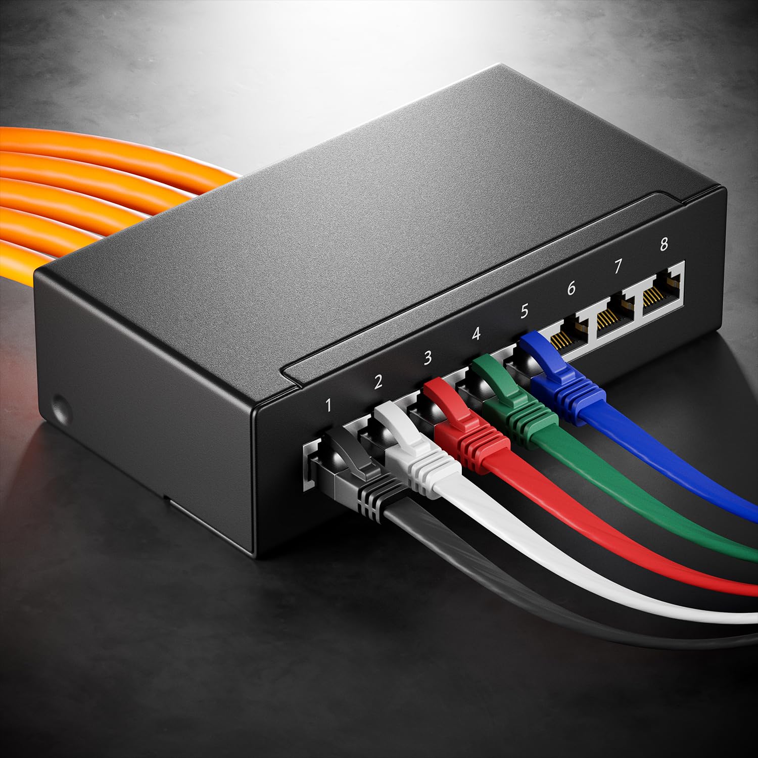 deleyCON 10x 2m CAT 8 Cable Red Plano (40 Gbit/s, Cobre) Gigabit Ethernet LAN - Cable Plano Delgado Largo - Conector RJ45 para CAT8 CAT7 CAT6 - Multicolor