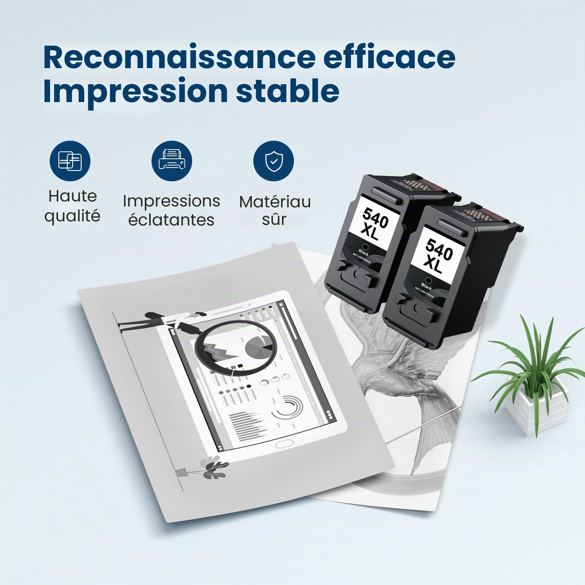 Washope PG-540XL 540 XL Noir Remplacement pour Cartouche Encre Canon 540XL