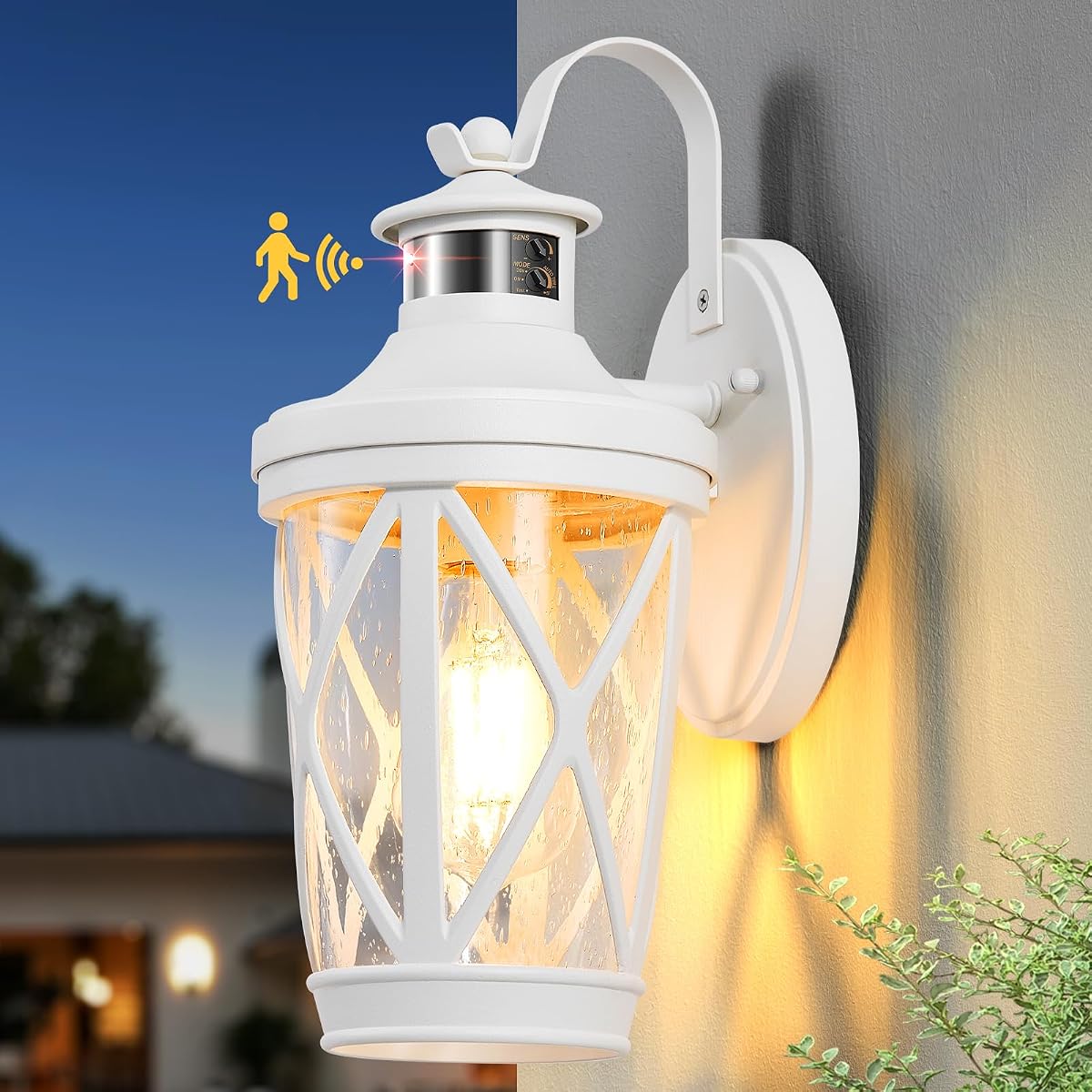 VIANIS Motion Sensor Outdoor Wall Light Fixtures White Modern Front Porch