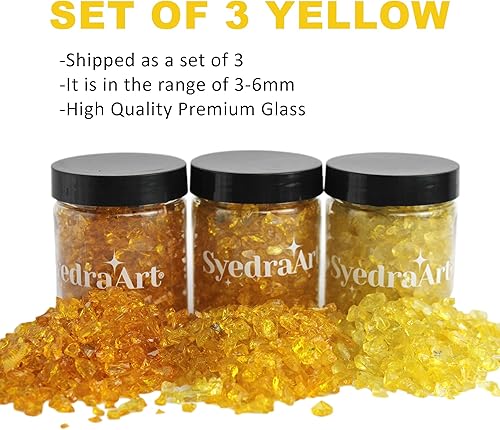 Miniatura 2 de Syedra - Vidrio triturado para manualidades, arte de resina, juego de 3, piezas de espejo de color triturado de 0.16 a 0.23 pulgadas, 1 libra