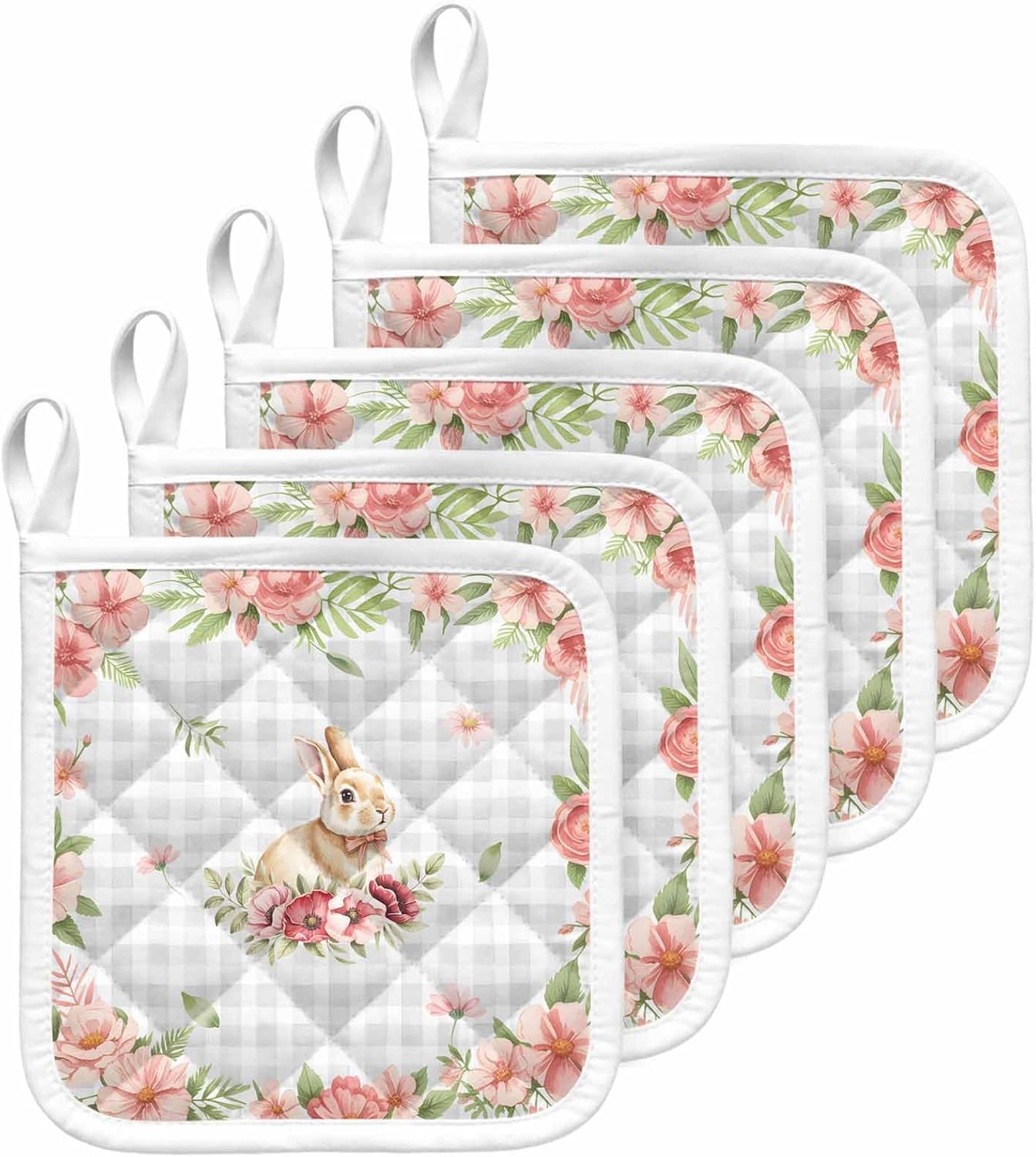 Pot Holders for Kitchen Ocean Starfish Coastal Shell Set of 5 Potholders Heat Proof Non-Slip Oven Pot Holder Insulation Terry Cloth Hot Pad with Loop Summer Sea Beach