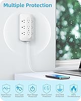 Vista 6 de Extensor de 9 tomacorrientes, toma de pared de enchufe múltiple con 4 puertos de carga USB (2 USB C), regleta protectora de sobretensiones de 3