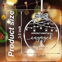 Vista 2 de Regalos de compromiso para parejas 2025, regalos para la futura novia, adorno de compromiso 2025 de cristal, primer adorno de Navidad comprometido