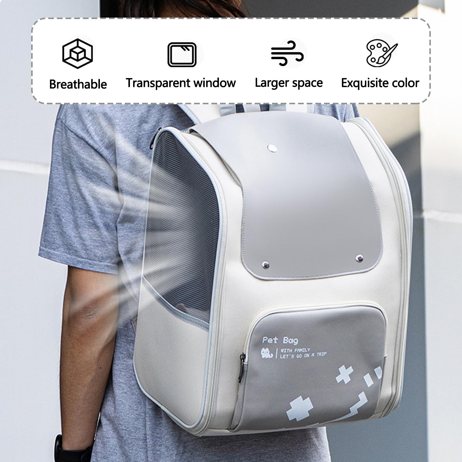 BOSERMEN Cat Backpack, Safety Lock and Bottom Pad Inside, Ventilated Design, Portable Pet Backpack for Outdoor Travel Hiking Camping Airline Approved(Pink)