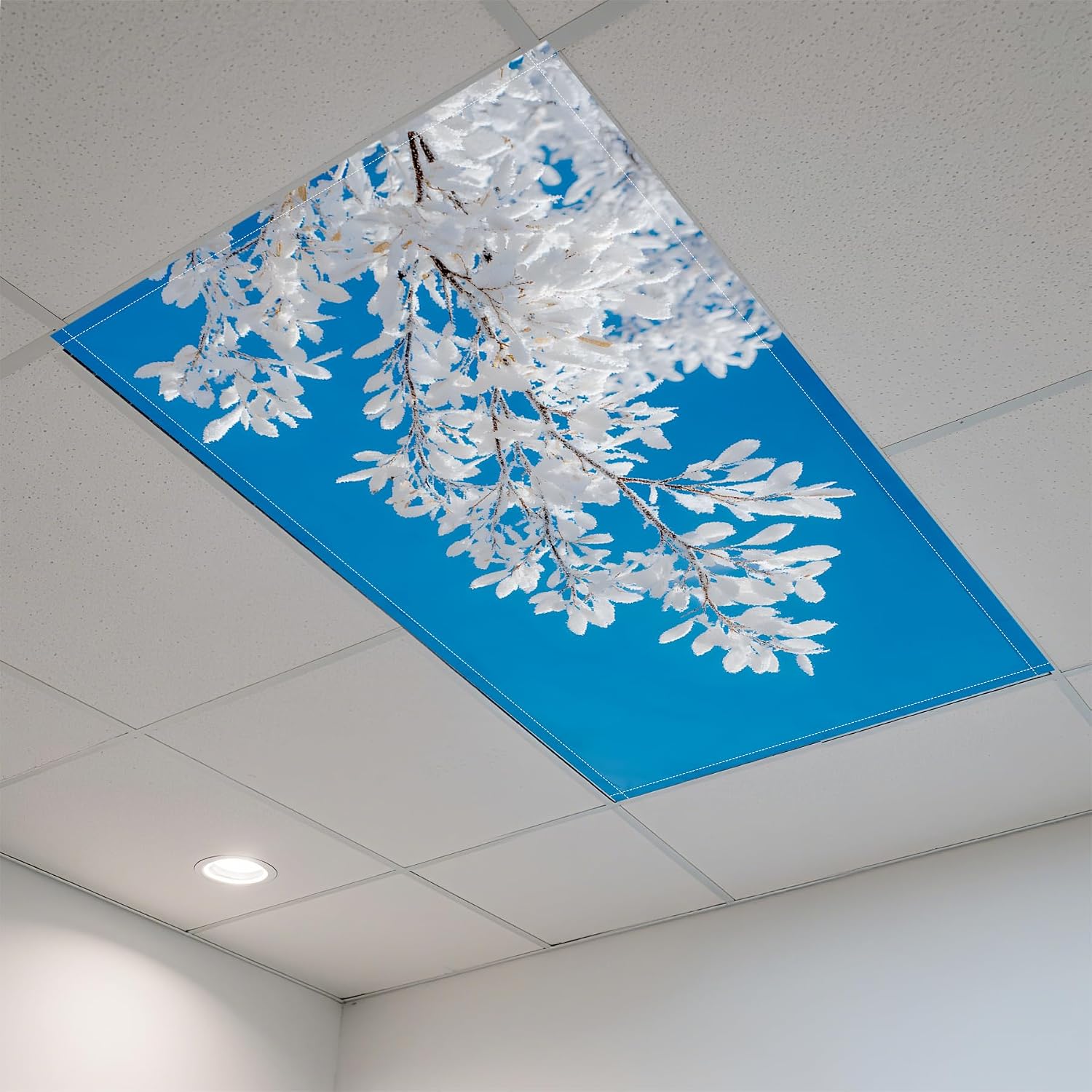 2 Pack Fluorescent Light Covers- 4 x 2 Feet Magnetic Ceiling Light Cover Room Supplies (Snowflake)