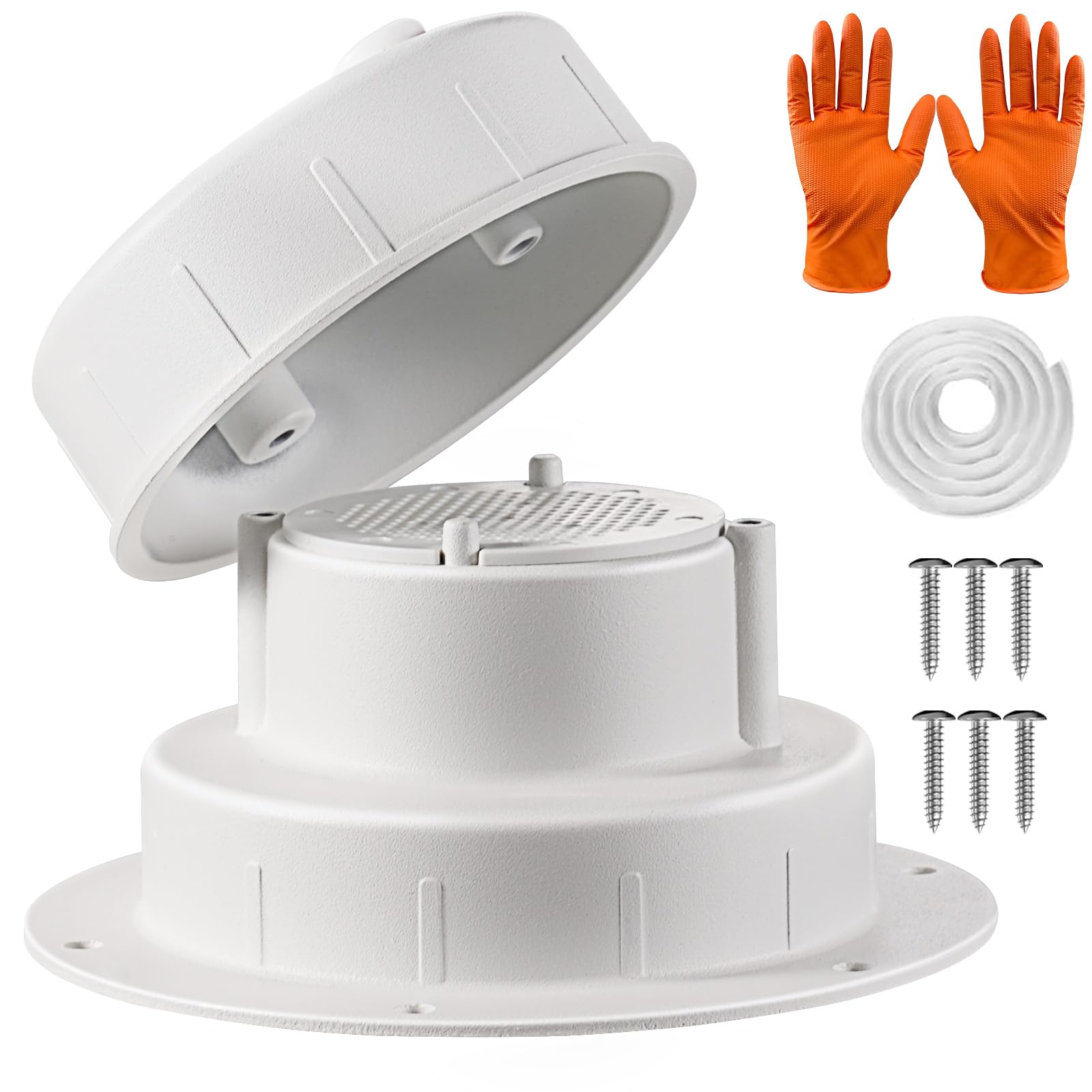 Kit di tappi di sfiato per impianti idraulici in alluminio, copertura per bocchetta fognaria per tetto camper, con schermo, ricambio in metallo per coperture in plastica, tappo per tubo del