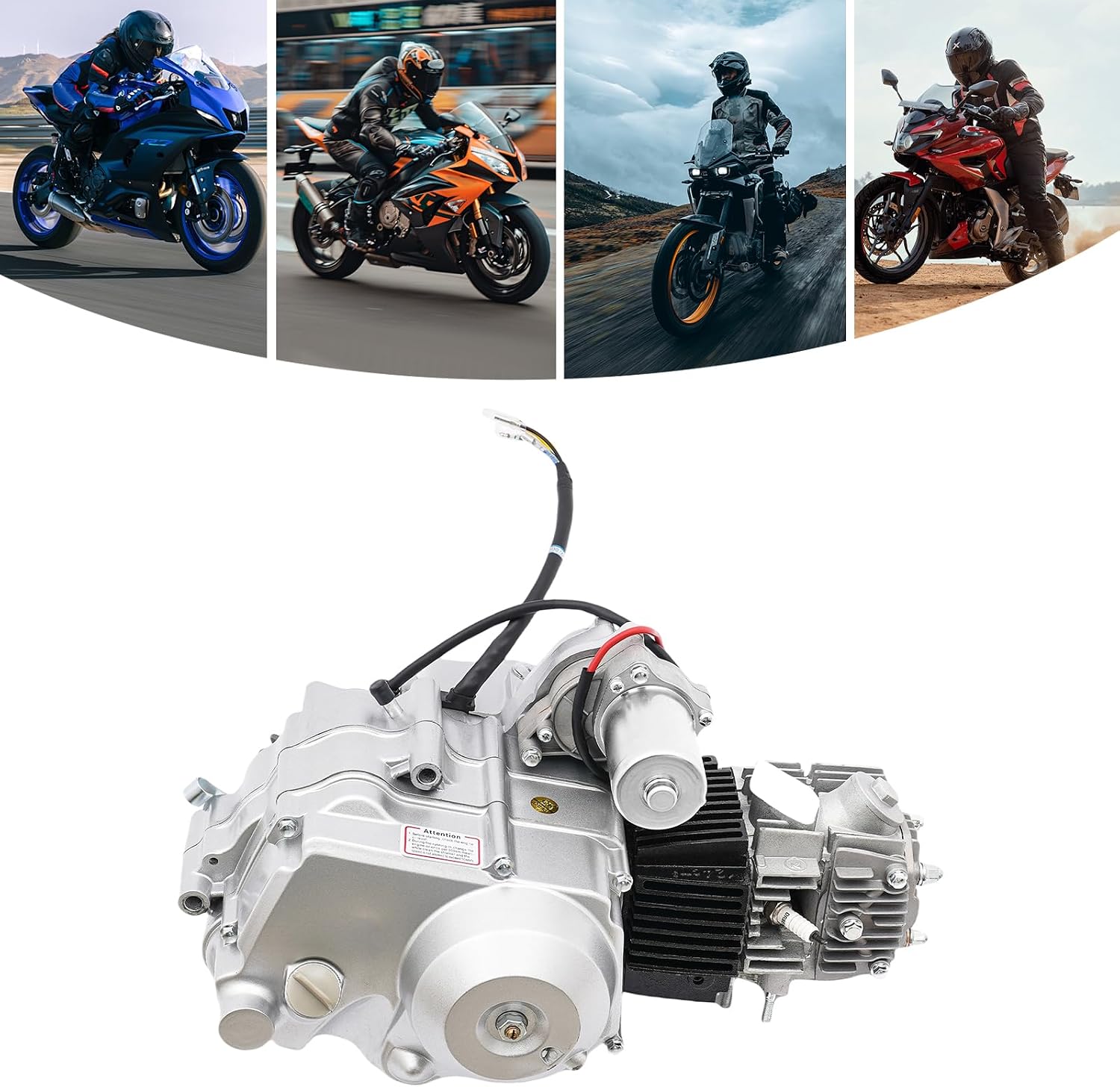 110CC 4 Stroke Engine Motor, Auto Transmission Single Cylinder GO Karts Engine, Chain Drive 2-Valve Motorcycle Engine for 50cc 70cc 90cc 110cc ATV Go Karts and Dirt Pit Bike 308-999003