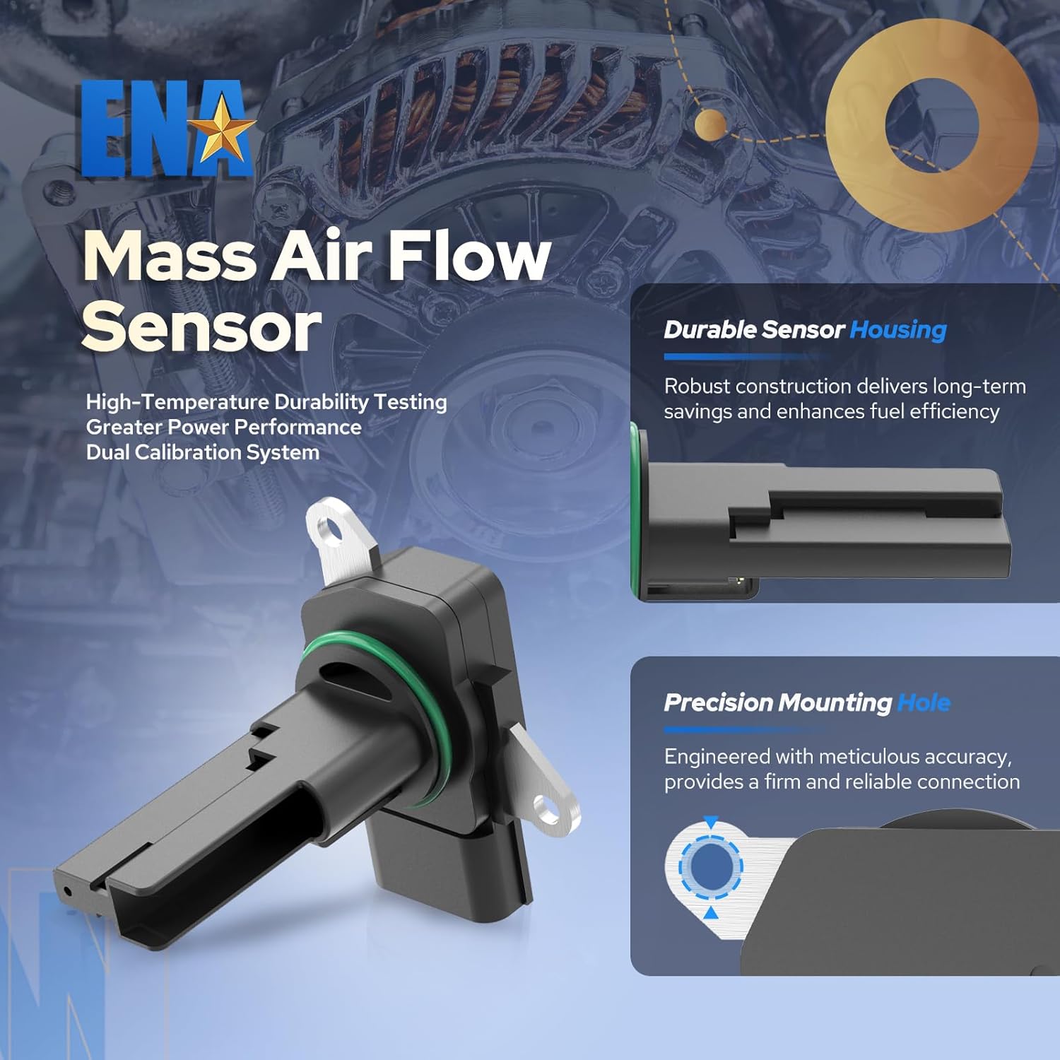 ENA Mass Air Flow Sensor Meter MAF Compatible with Honda CRV Civic Element 2006 2007 2008 2009 2010 2011 Replacement for 197400-5012 1974005012 37980-RTA-003 37980RTA003 74-50058