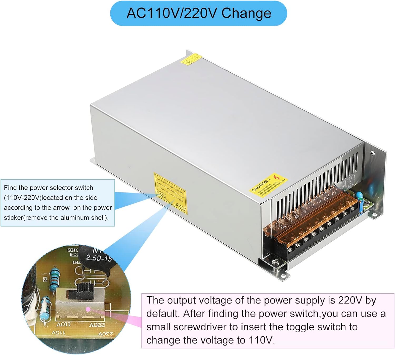 MECCANIXITY Switching Power Supply, 24V 30A, 720W LED Driver Regulated Transformer Adapter Converter AC 110V/220V to DC 24V Low Voltage Output for LED Light