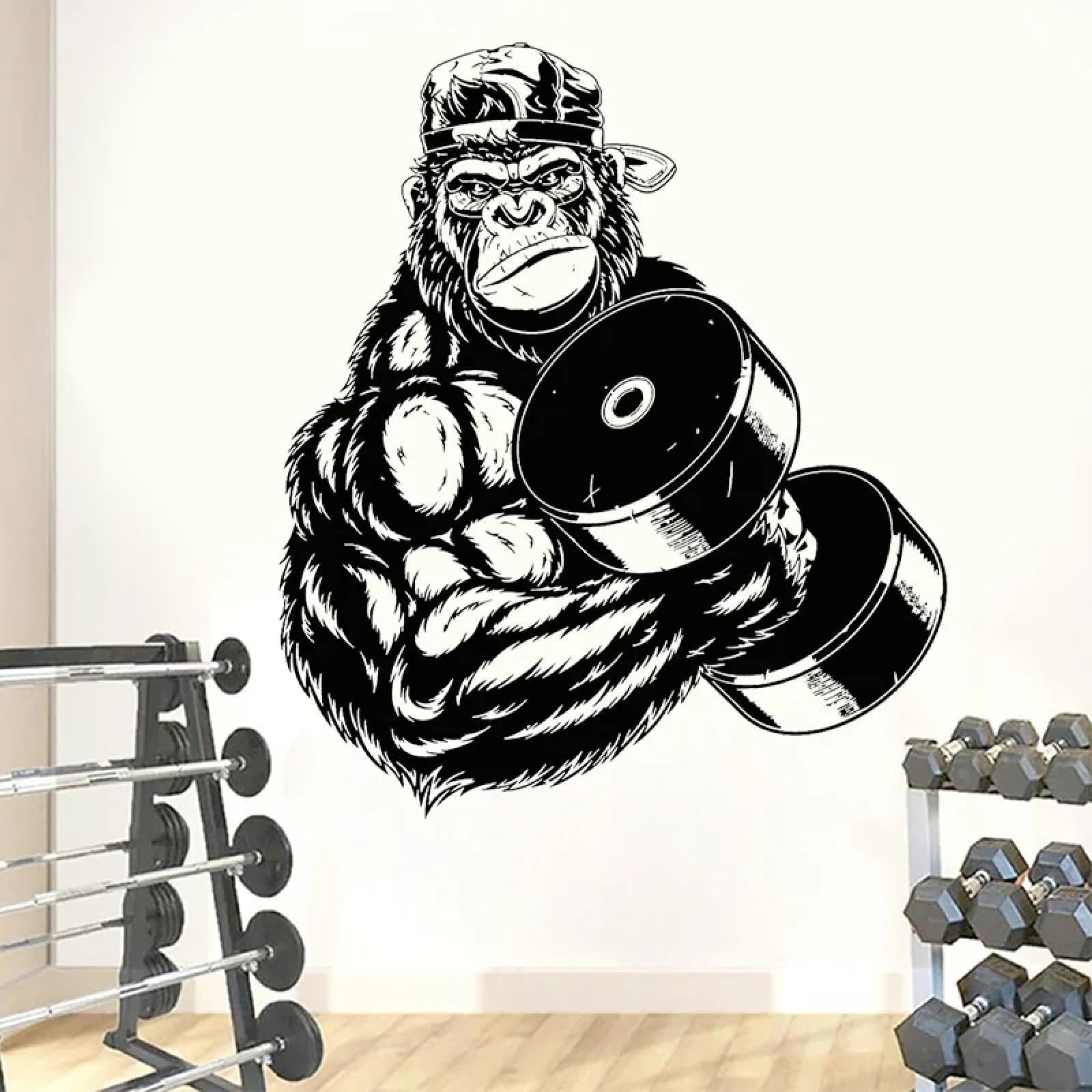 Cool Gorilla Gym Wall Stickers, Workout Motivation Dumbbells, Performance Strength Home Decor Stickers