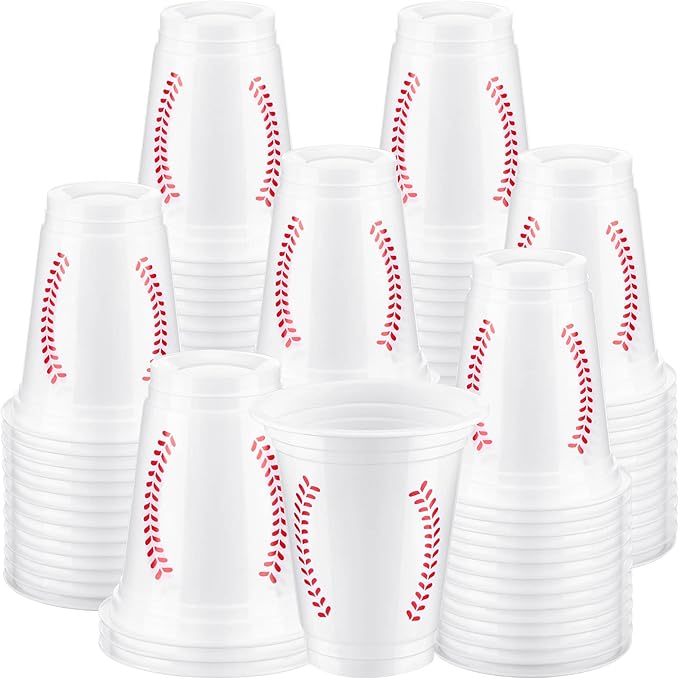 300 Pack Baseball Plastic Cups Baseball Party Cups Bulk 12