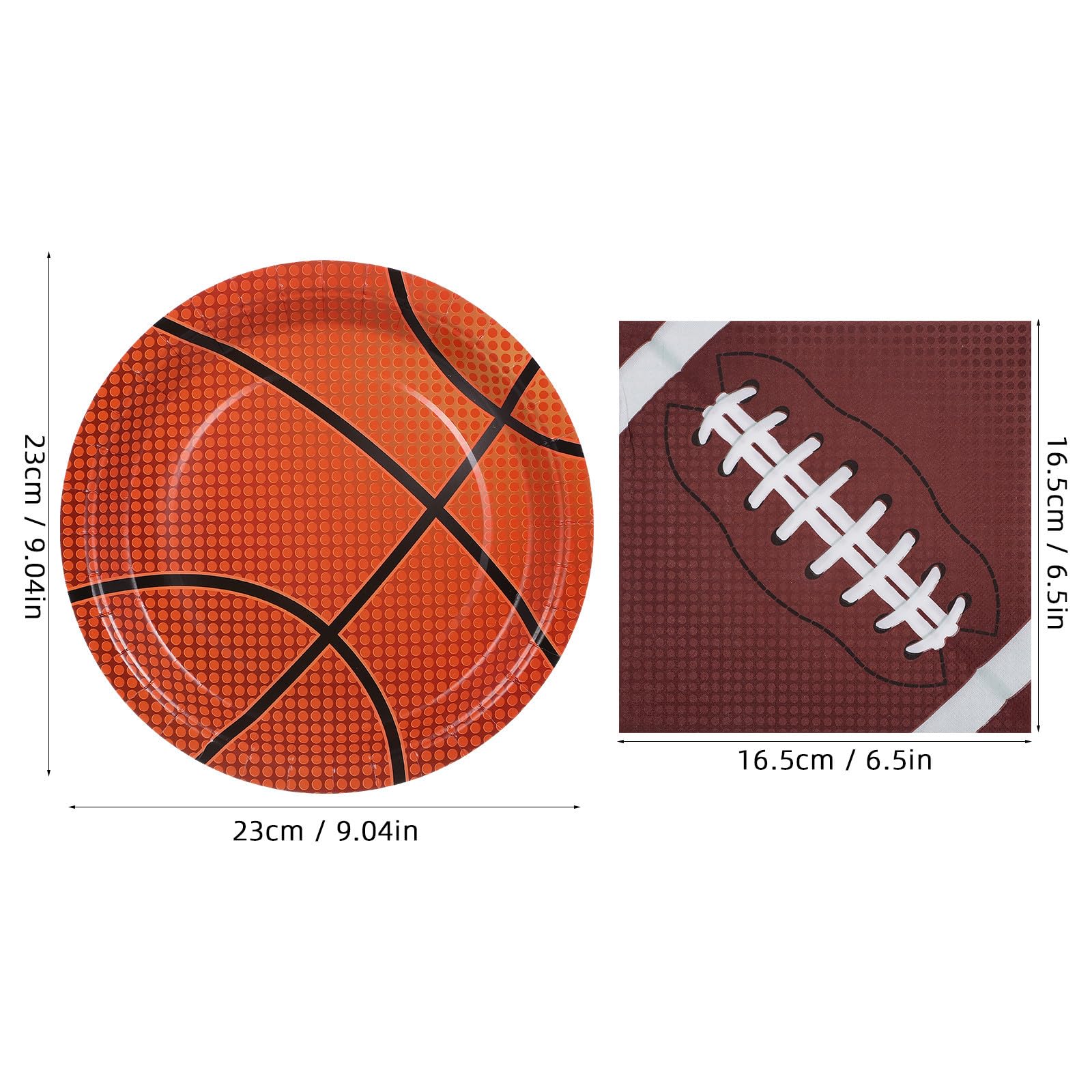 Ipetboom Set di Piatti di Carta Resistenti alle Perdite per Feste Sportive Design Coordinato senza Necessità di Lavaggio, per Compleanni a Tema Calcio e Basket