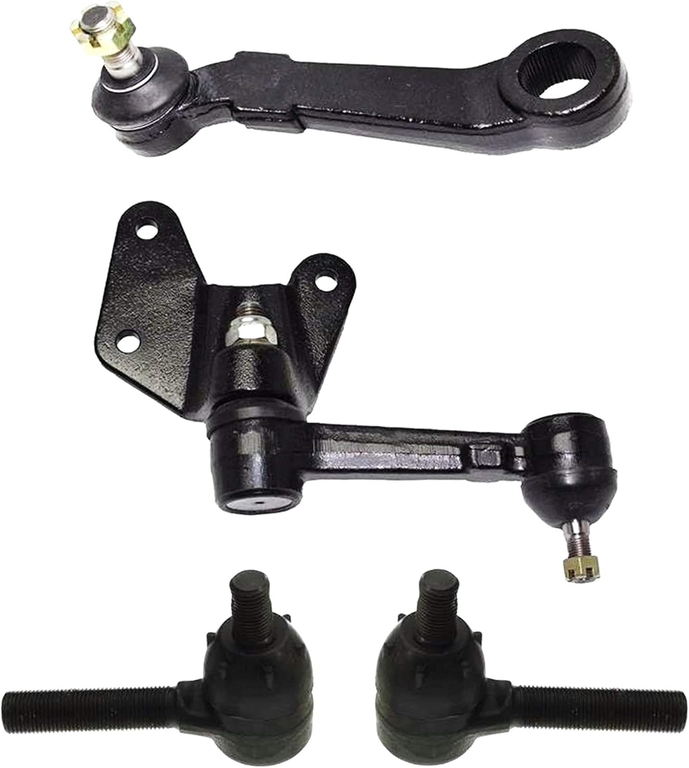 PartsW - 4 Pc Steering Suspension Idler & Pitman Arms with Outer Tie Rod Ends Kit Compatible with 4WD Models