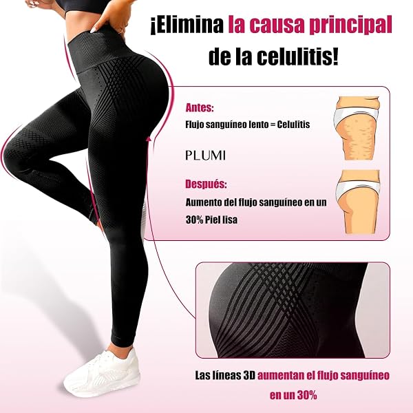 Leonie & Co Leggings 3D Anti Cellulite, Leonie and Co Legging Anti-Cellulite à Compression - Minceur Taille Haute sans Couture Yoga Fitness Pantalon Sport - 4