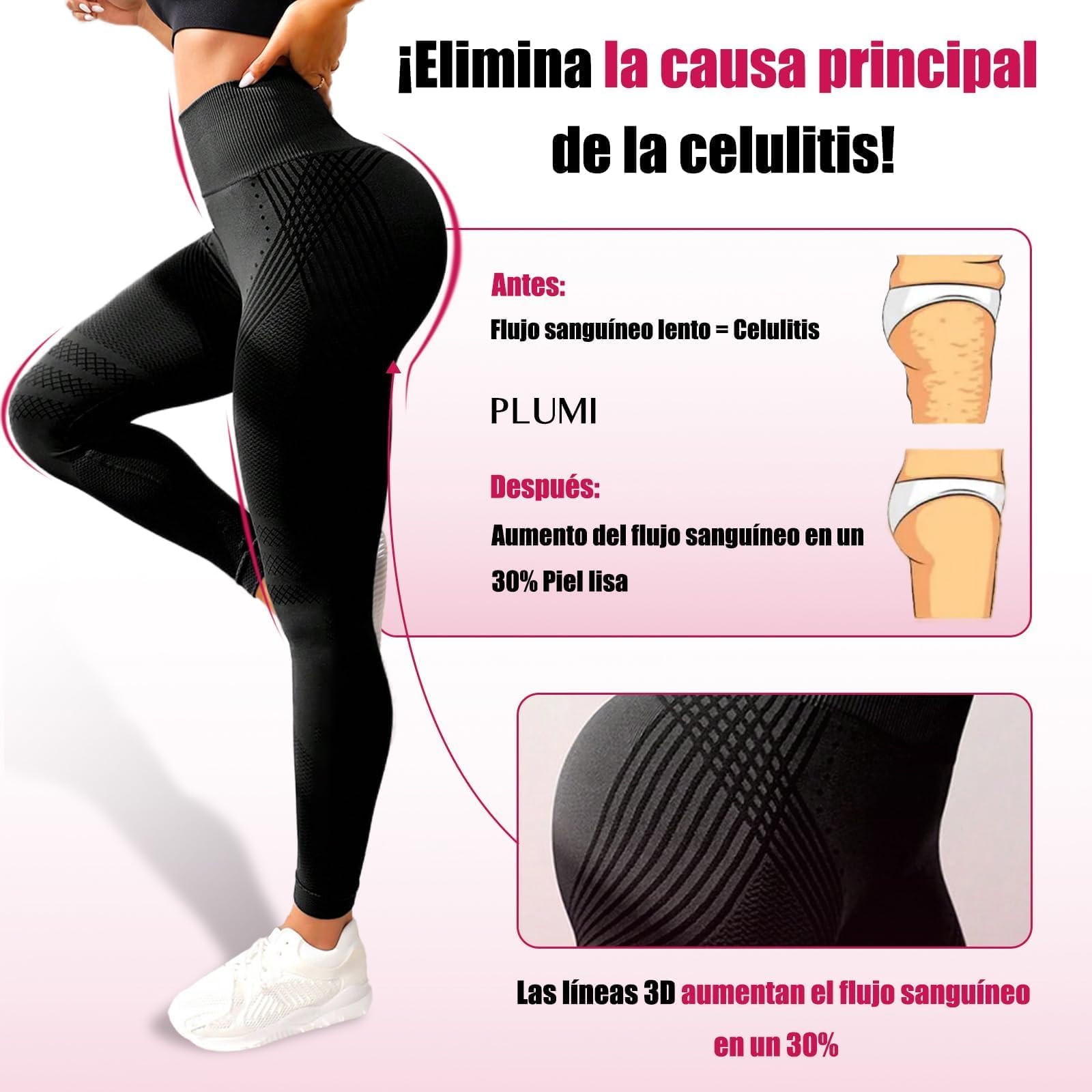 Leonie & Co Leggings 3D Anti Cellulite, Leonie and Co Legging Anti-Cellulite à Compression - Minceur Taille Haute sans Couture Yoga Fitness Pantalon Sport
