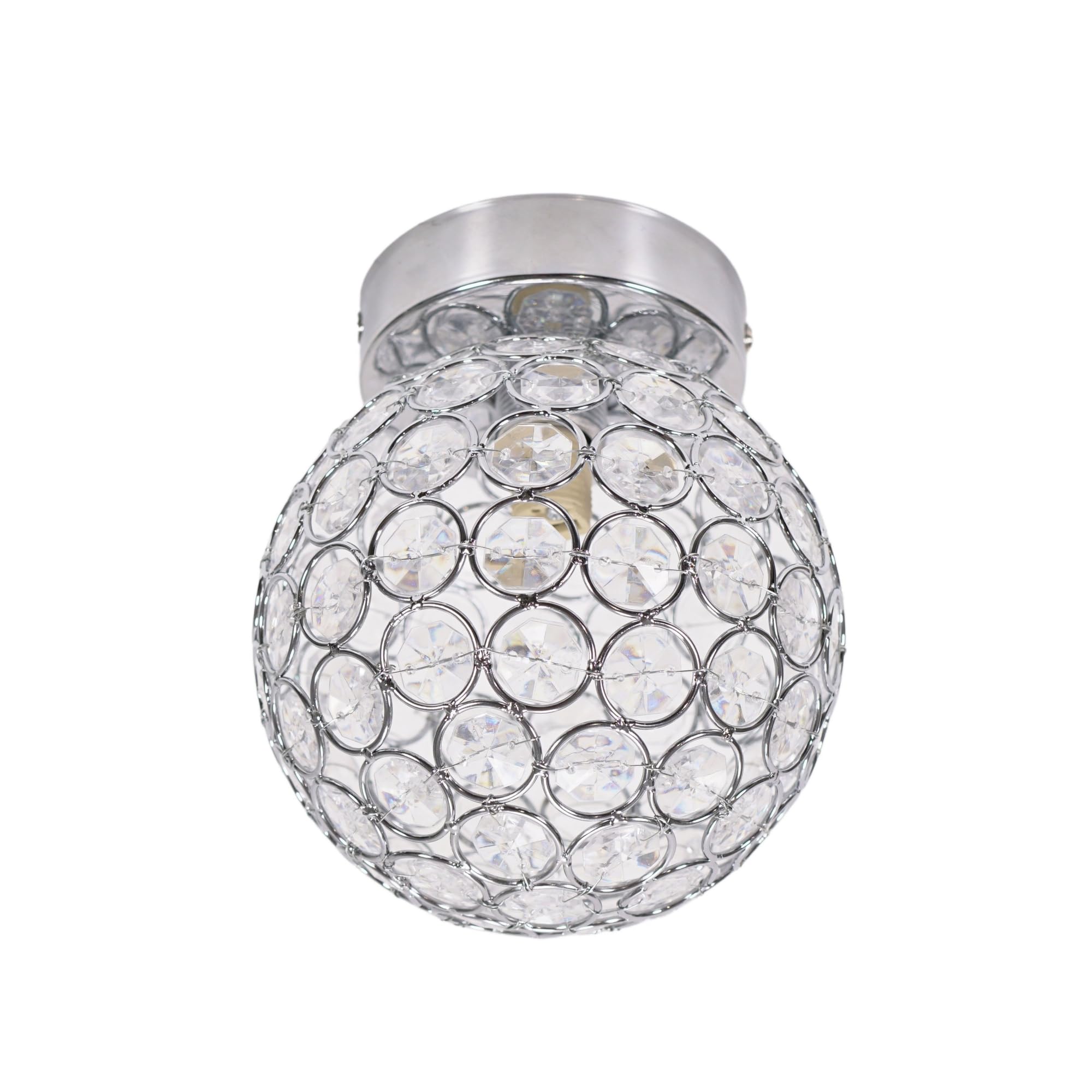 Valuelights Including Bulb | Silver Chrome Sphere Globe Design Acrylic Jewel Ceiling Light Fitting | Close-To-Ceiling Lights, Home Décor & Improvement Essential | Includes Bulb | Mains Wired