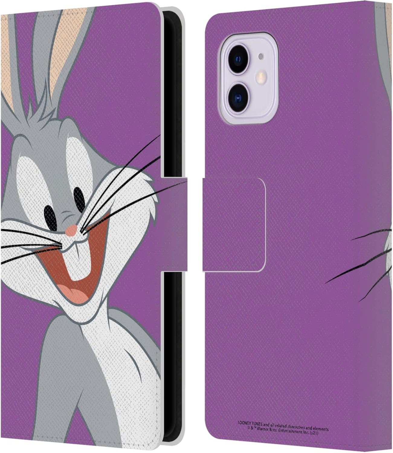 Head Case Designs Officially Licensed Looney Tunes Bugs Bunny Characters Leather Wallet Case Compatible with Apple iPhone 11