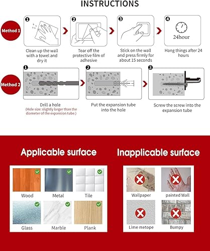 Miniatura 8 de Soporte para secador de pelo, organizador de herramientas de pelo, soporte para secador de pelo, soporte de pared autoadhesivo, compatible con