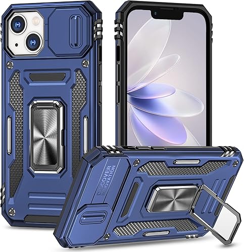 Funda para iPhone 13 Mini iPhone 13 Mini funda con funda para cámara, con soporte de anillo y soporte de soporte, con función de montaje magnético