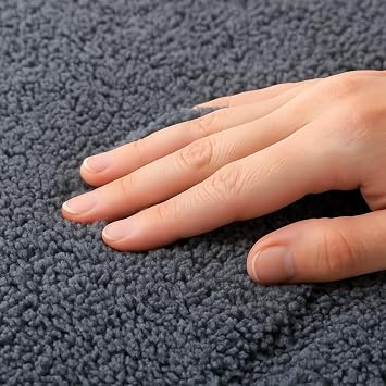 Greek Style Bath Mat Set 2-Piece | Non-Slip Bathroom Mats, Shower Mat & Pedestal Mat | Soft Washable Quick-Dry Bath Mats for Bathroom Floor | Anti-Mould Bath Rug Set (Charcoal)