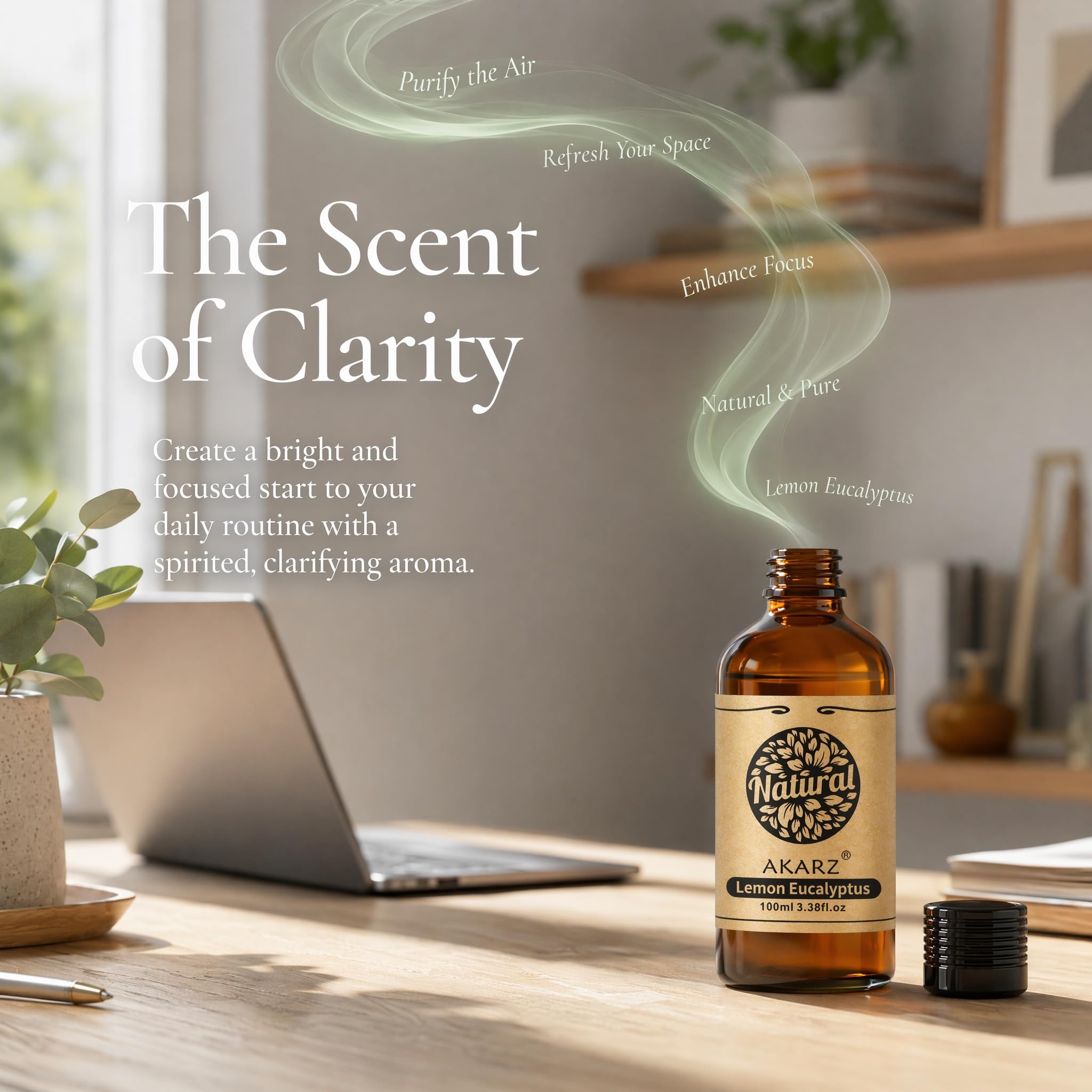 AKARZ 100ml Olejek esencjny z Eukaliptusa Cytrynowego - Naturalny olejek aromatyczny do dyfuzorów, lamp aromatycznych i aromatów pomieszczeń