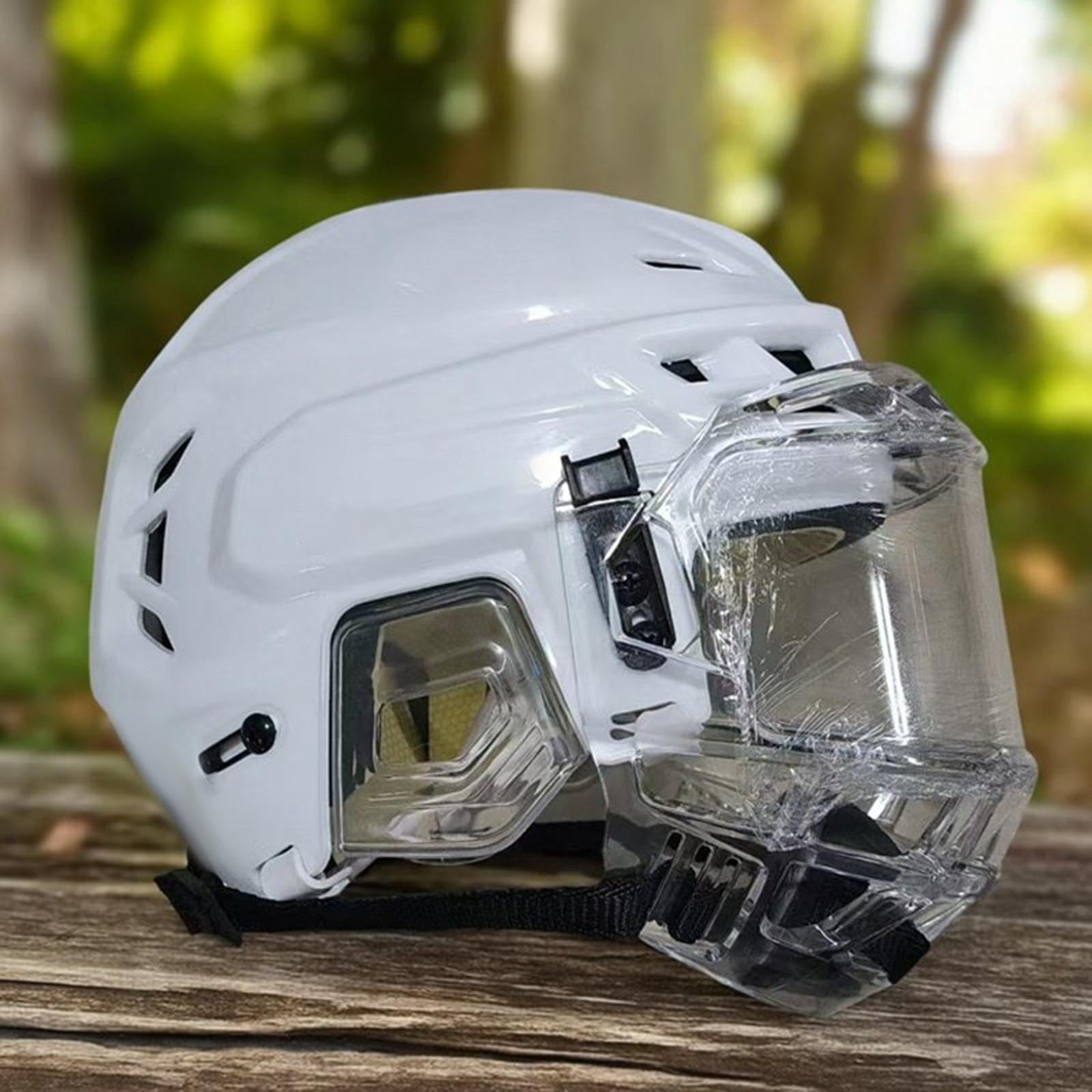 Visiera Casco Hockey su Ghiaccio Protezione Facciale Completa Accessorio Ergonomico AntiGraffio Antifog PC Ventilato Pratico Adatto a Bambini Ragazzi, S