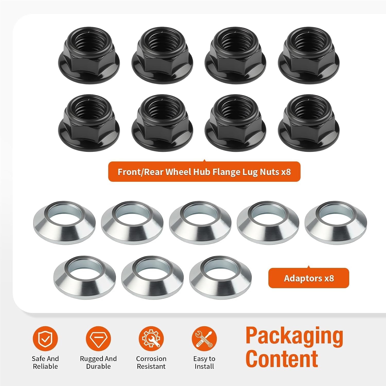 8pcs M10x1.25 Lug Nuts Flat Tapered for Yamaha Banshee Raptor Warrior 350 Grizzly Raptor 600 for Honda ATC200X TRX250EX TRX400EX for Kawasaki Bayou 220 250 300 for Suzuki Eiger Kingquad 400 450