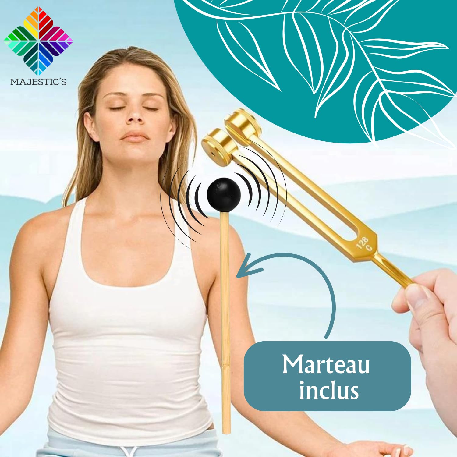 Diapasons Thérapeutiques Professionnels 128hz 256hz 512hz | Pack de 3 en Aluminium Doré, Utilisés Pour Le Yoga Méditation La Thérapie du Son, instrument avec Marteau et Etui de rangement inclus
