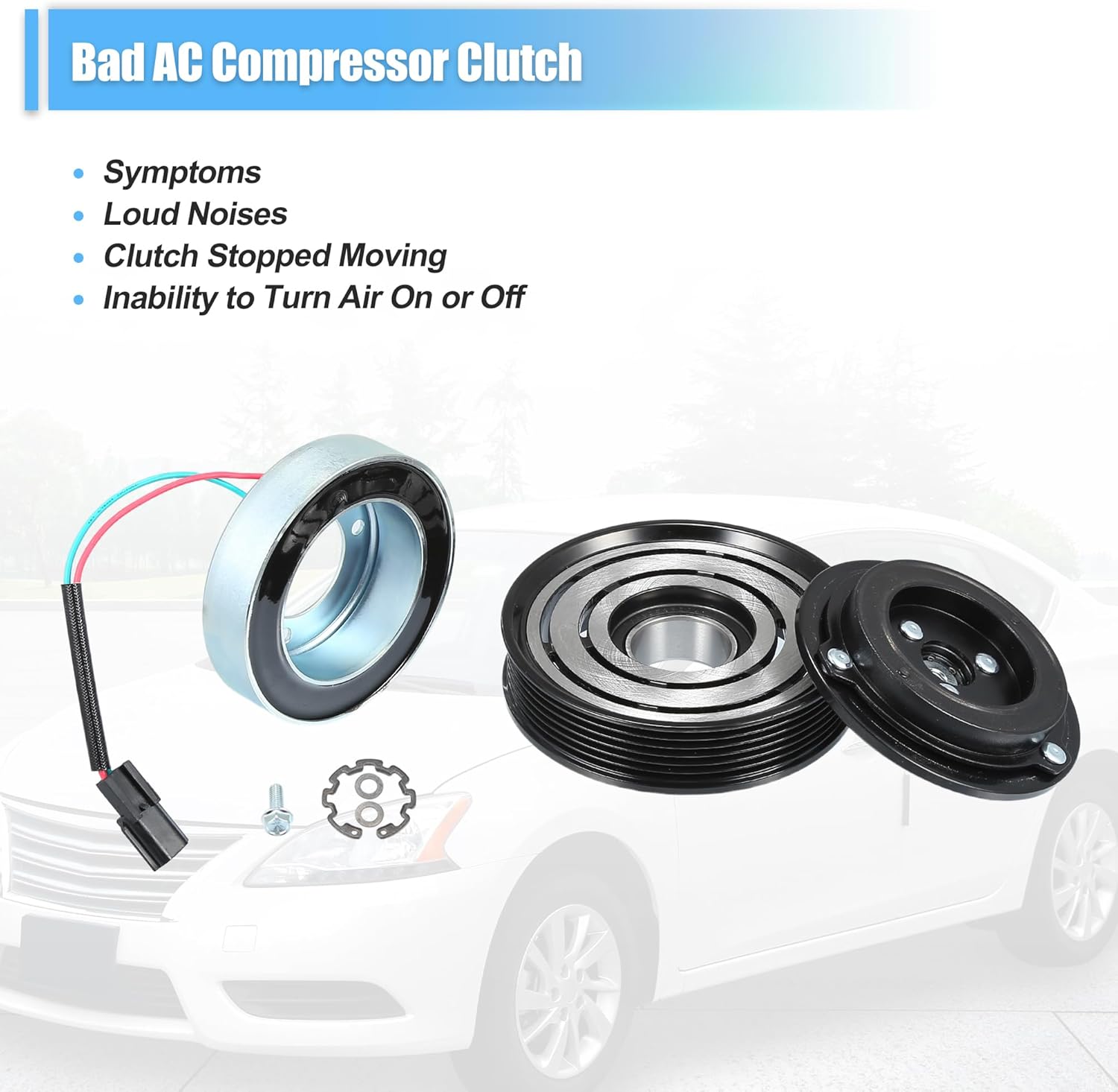 uxcell AC Compressor Clutch Set Replace for Nissan Rogue 2008-2015 A/C Clutch Repair Assembly