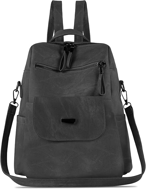 ROOSALANCE Women Backpack Waterproof Anti-Theft Lightweight PU Leather Fashion Travel Multipurpose Convertible Purse Shoulder Bag Handbag Backpack