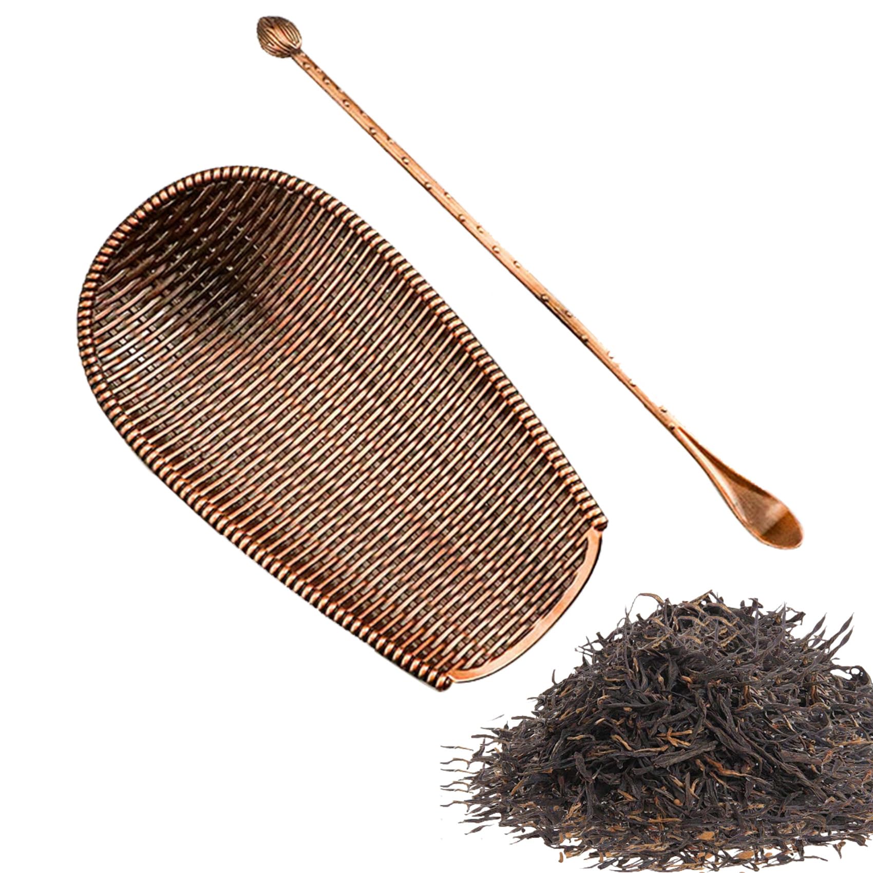 Hdtyyln 1 Set Chinese Kung Fu Tea Shovel, Alloy Tea Spoon for Loose Leaf Tea, Lightweight Tea Shovel, Tea Ceremony Utensils for Tea Coffee Salt Spices Sugar, Home Office Tea Accessories (Copper)