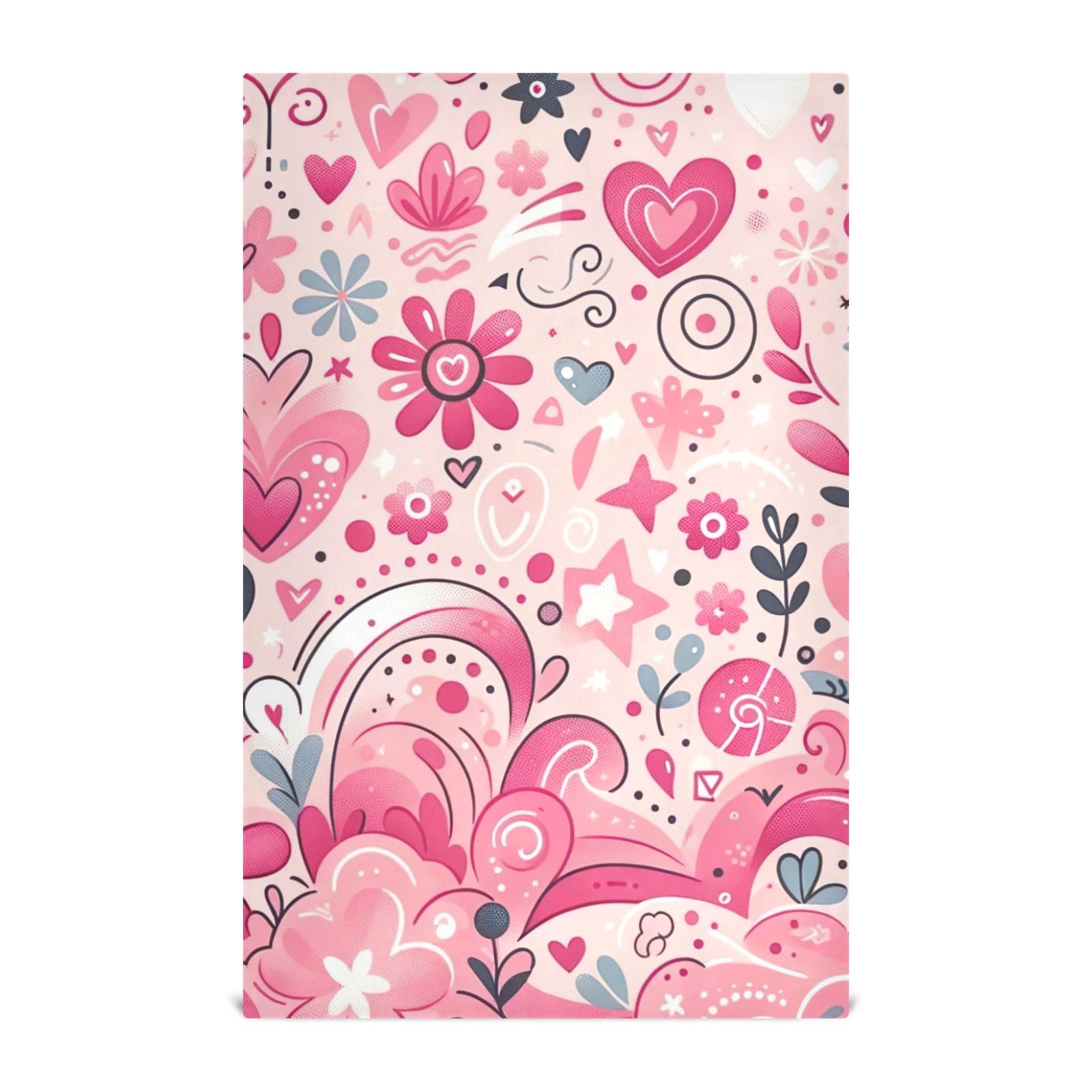 RPLIFE Cute Pink Background Tea Cloth, 28x18 Inches Kitchen Towels Absorbent Hand Towels for Kitchen Decorative