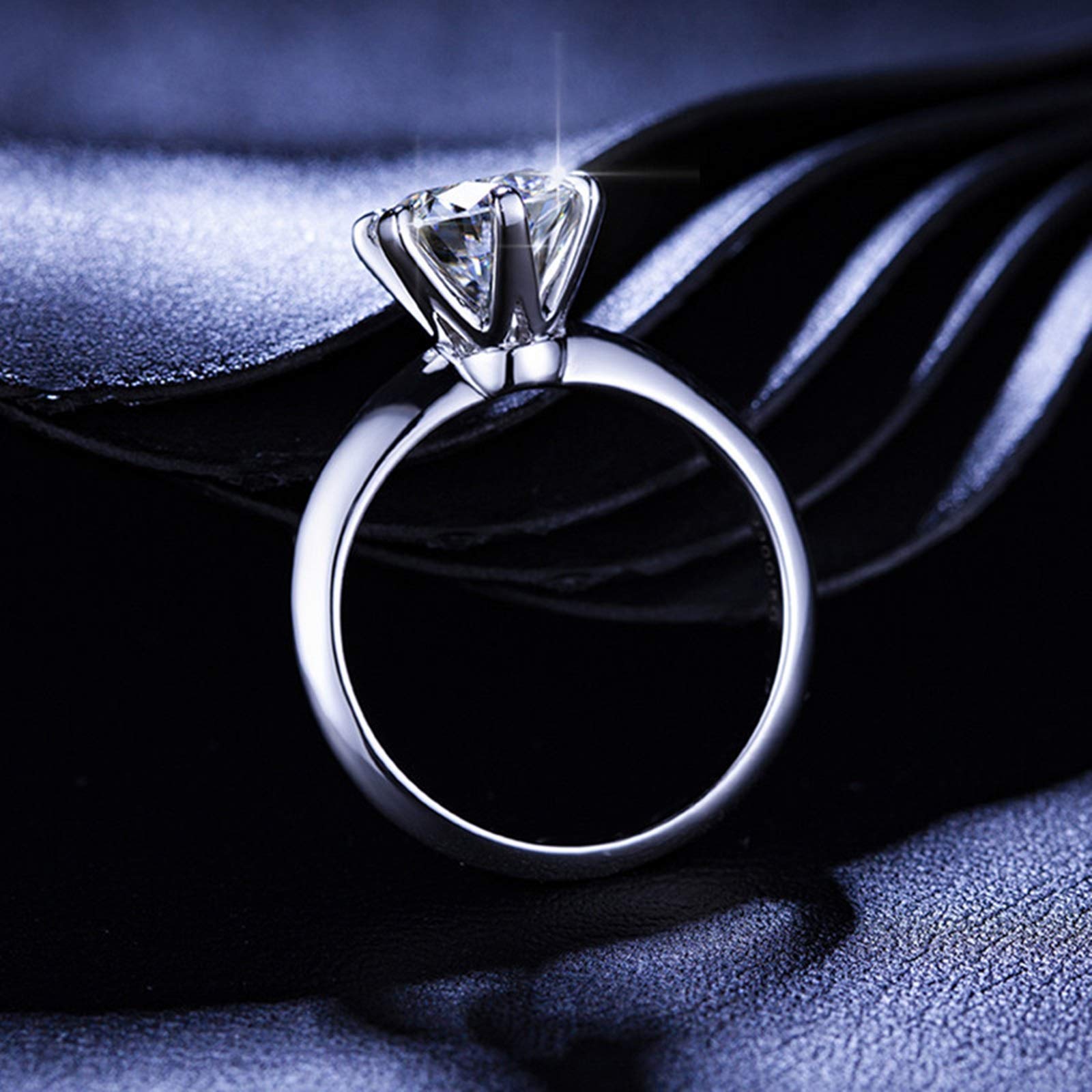 Damskie obrączki ślubne 18-karatowe 6 mostów ustawienie mostka moissanit białe złoto pierścionek ślubny z diamentem, S 1/2, colore: 1.5ct, cod. BSLWFNZ4758