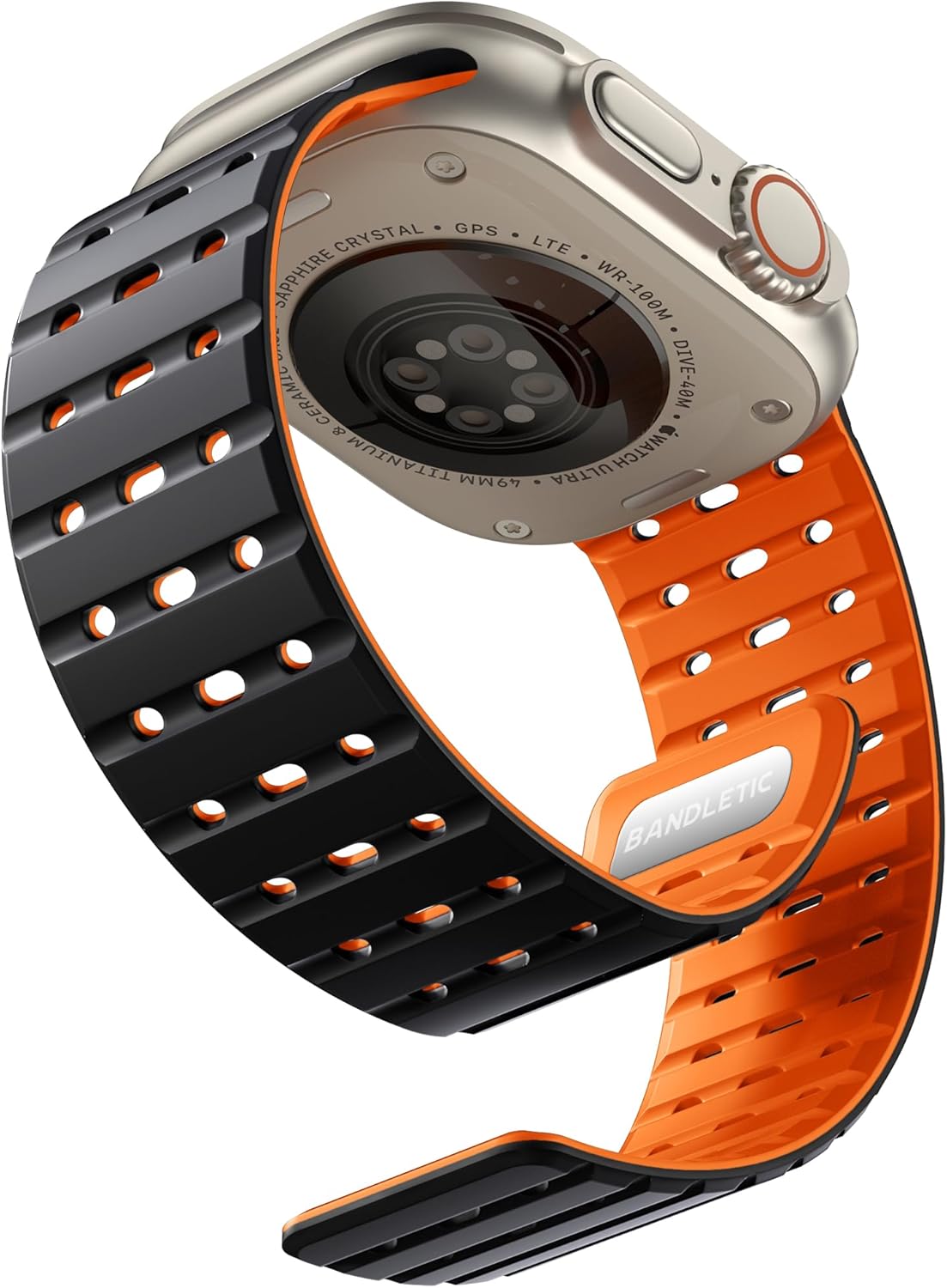 Bandletic Magnetic Watchband Compatible with Apple Watch Ultra Band Men Women, Silicone Sport Replacement Strap for iWatch 49mm(Ultra 3/2/1),46mm(11/10),45mm(9/8/7),44mm(SE3/SE2/SE/6/5/4),42mm(3/2/1)