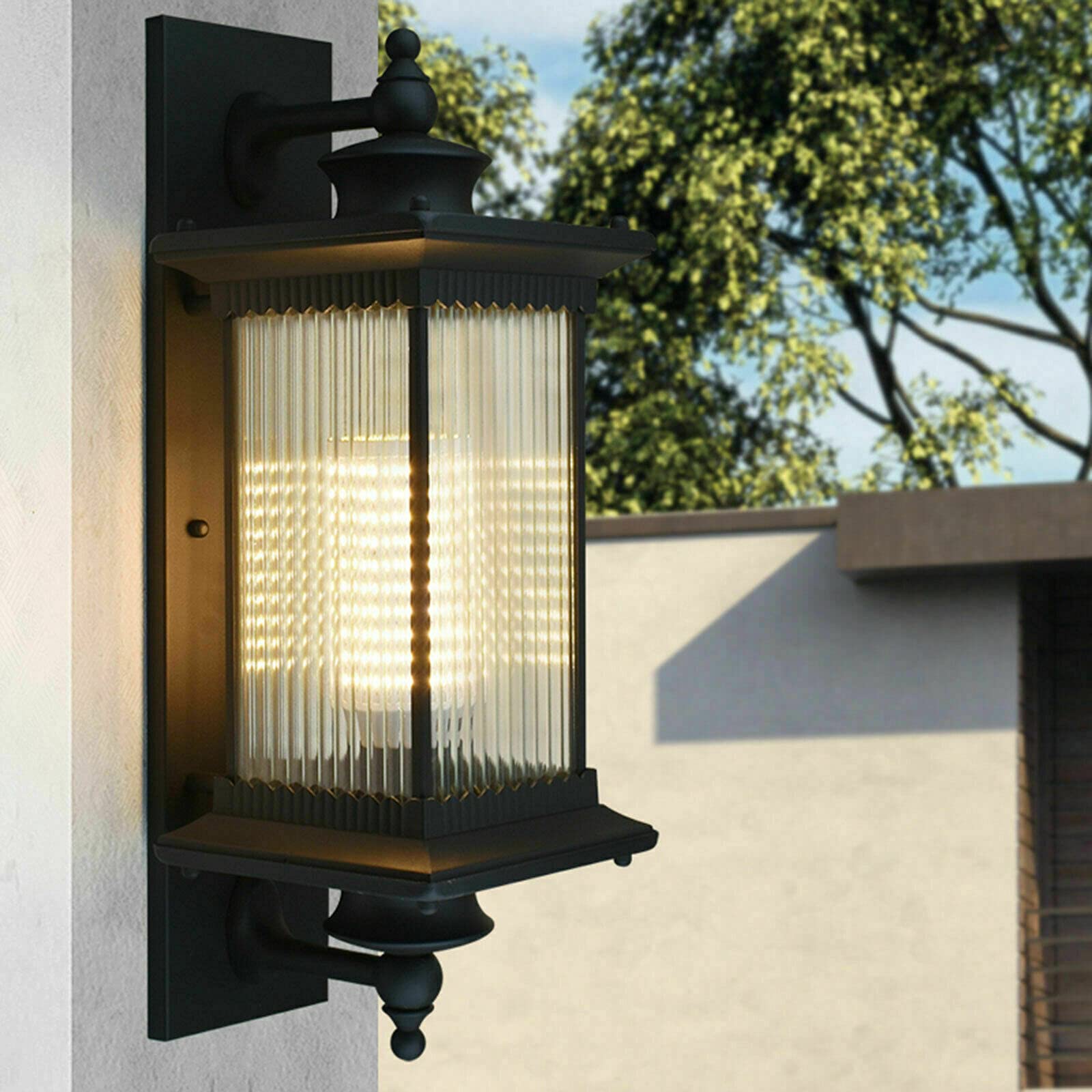 Kangten Light Vintage Outdoor Wall 220V Glass Lantern Glass Wall Lamp Shade Hanging Sconce Porch Ing Outside Decoration Garden Wall E27 For Corridor Villa Garden (Not Including Bulb)