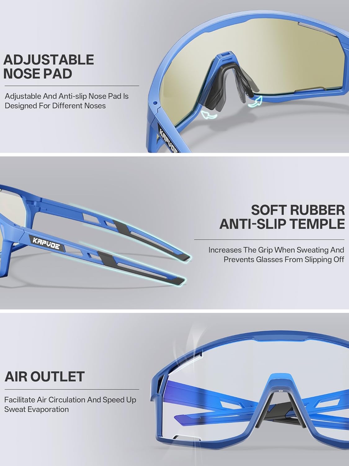 KAPVOE Photochromic Cycling Glasses Men Women Clear Mountain Bike Sunglasses MTB Baseball Running Triathlon - K180 - Image 4