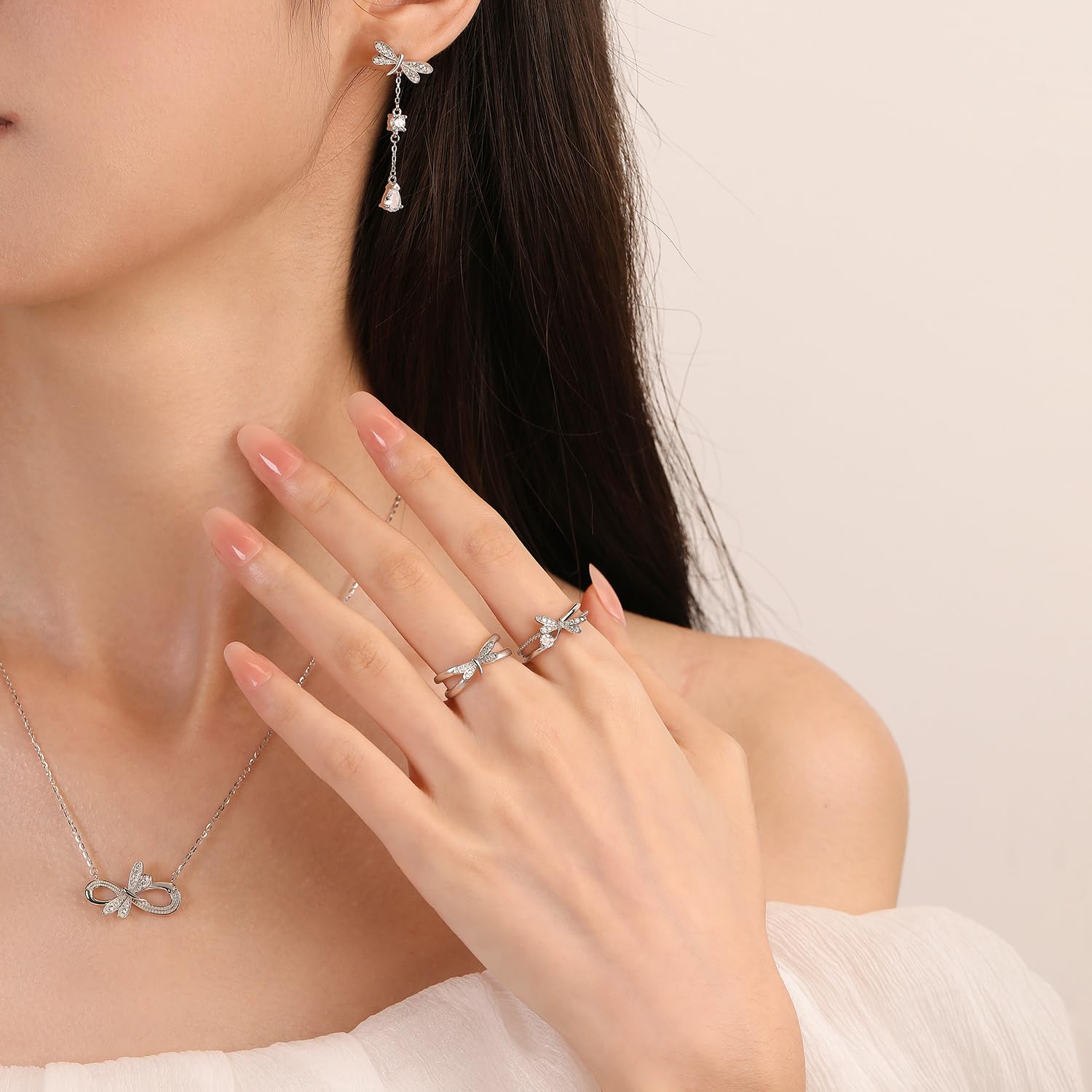 Meissa Anillo para Mujer de Libélula Ajustable Joyería en Plata de Ley 925 Disponible en Oro Plata y Oro Rosa Regalo para Niñas Mujeres Adolescentes