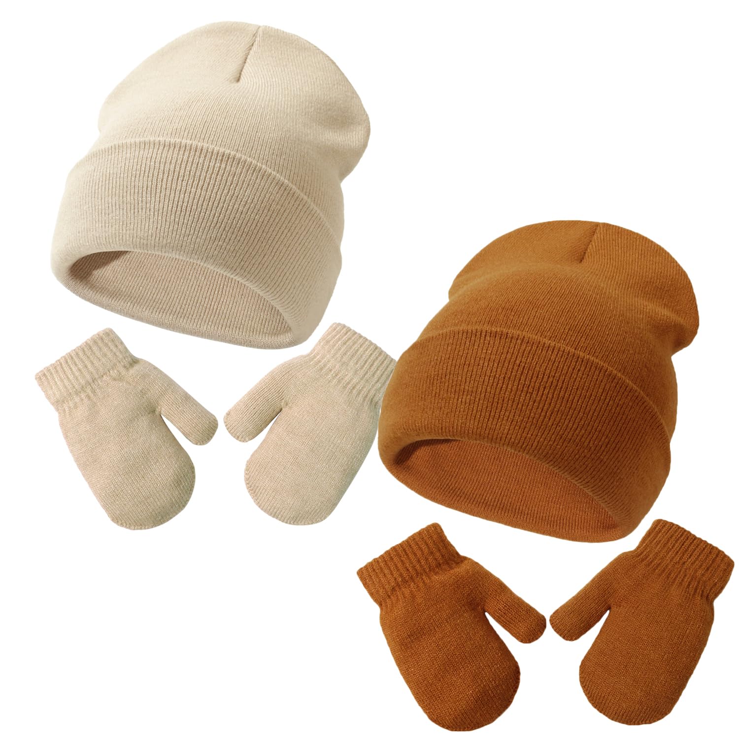 Baby Beanie Hat Gloves Set, Kids Winter Warm Knit Hat with glvoes,Toddler Soft Beanie for Little Boys Little Girls Children